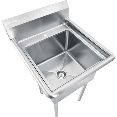 Global Industrial Stainless Steel Utility Sink With 10 Backsplash, 18x18x12 Deep 670456